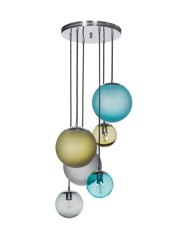 Set de 6 lămpi suspendate Bacan din oțel inoxidabil mat Famlight Ofertă specială