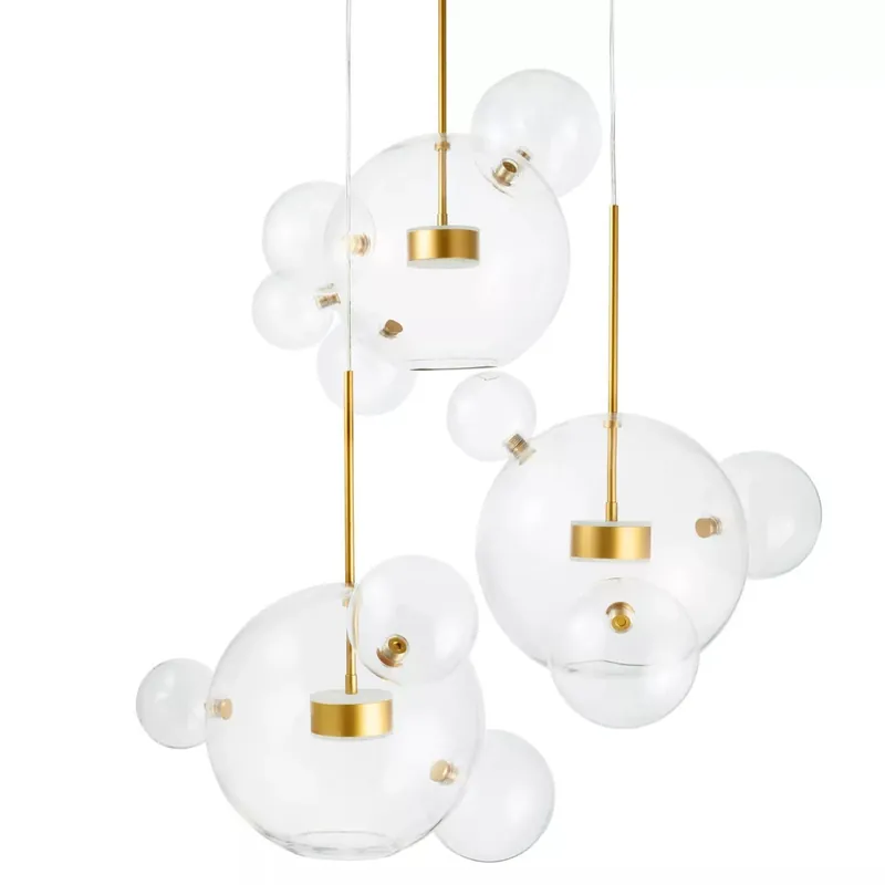 Promoție Lampă suspendată BUBBLES-14 ROUND LED transparent - auriu 3000 K
