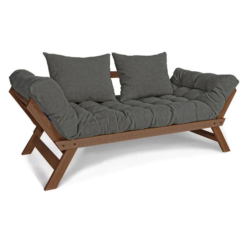 Plată sigură Canapea extensibilă WoodMan Allegro gri, nuc, lemn de fag WUA-00537