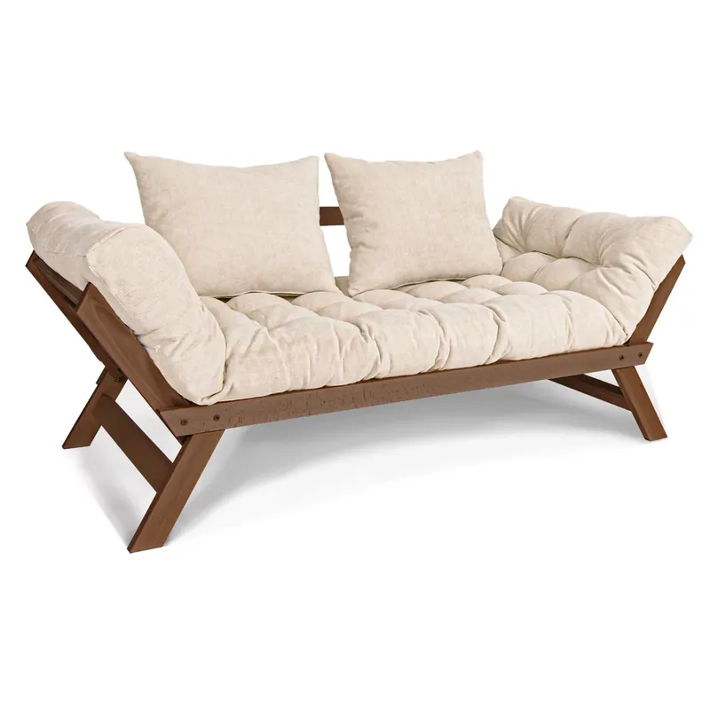 Canapea extensibilă WoodMan Allegro, fag, nuc, crem, WUA-00532 Reducere de preț