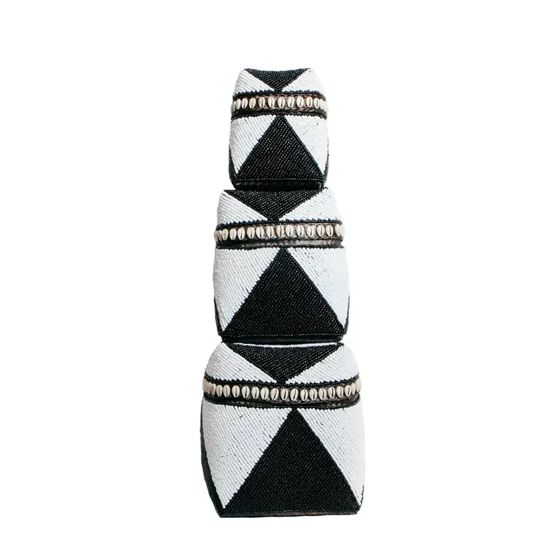 Coșul cu mărgele Cowrie Diamond - Alb Negru - Set de 3 Cumpără online