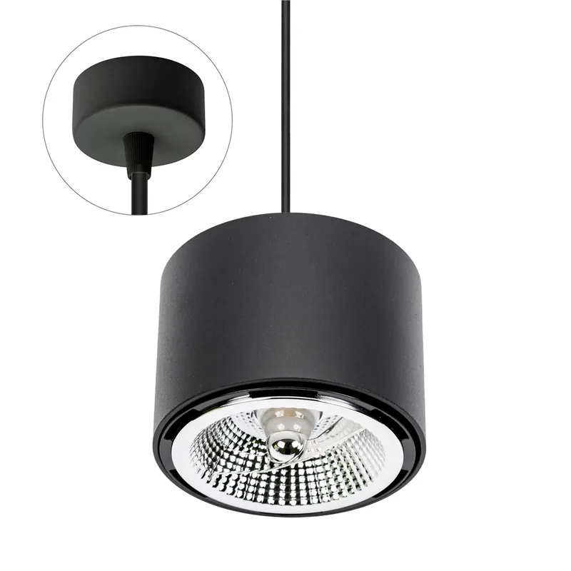 Chloe Ar111 Montat pe suprafață Gu10 250 V Ip20 120x85mm Negru Rotund Baza fixă rotundă Cablu rotund 1,5 m Ieftin