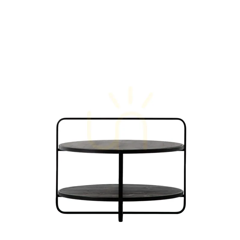 Ofertă exclusivă Masă de cafea Gallery Direct Dunley negru metal și lemn 65x65x50 cm 5059413686757