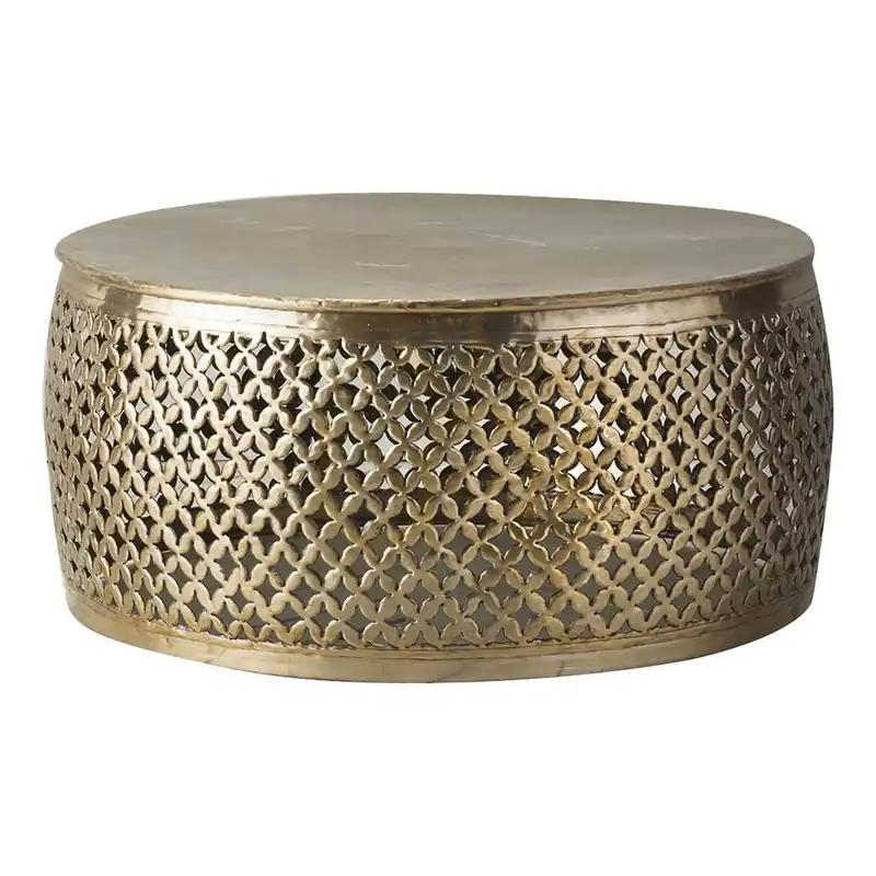 Masă de cafea Gallery Direct Khalasar aur deschis metal 82x82x38 cm 5056315929968 Ofertă de sezon