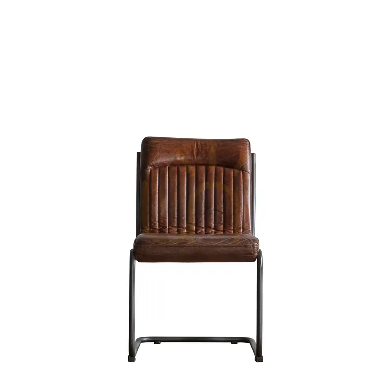 Scaun dining Gallery Direct Capri piele maro cadru metalic 5055299489956 Reducere extra