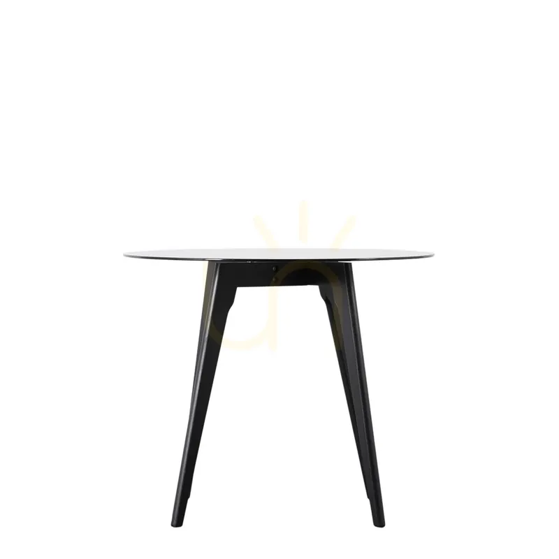 Masă dining rotundă Gallery Direct Blair negru stejar sticlă fumurie 90 cm 5059413685989 Livrare expres