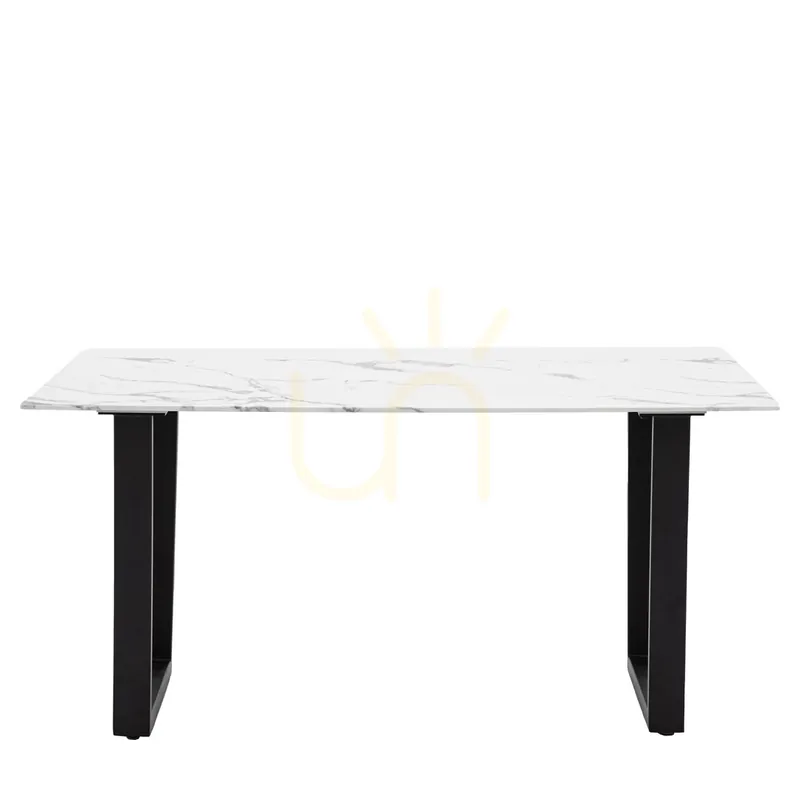 Calitate înaltă Masă de luat masa Gallery Direct Davidson albă 160x90 cm sticlă efect marmură fier