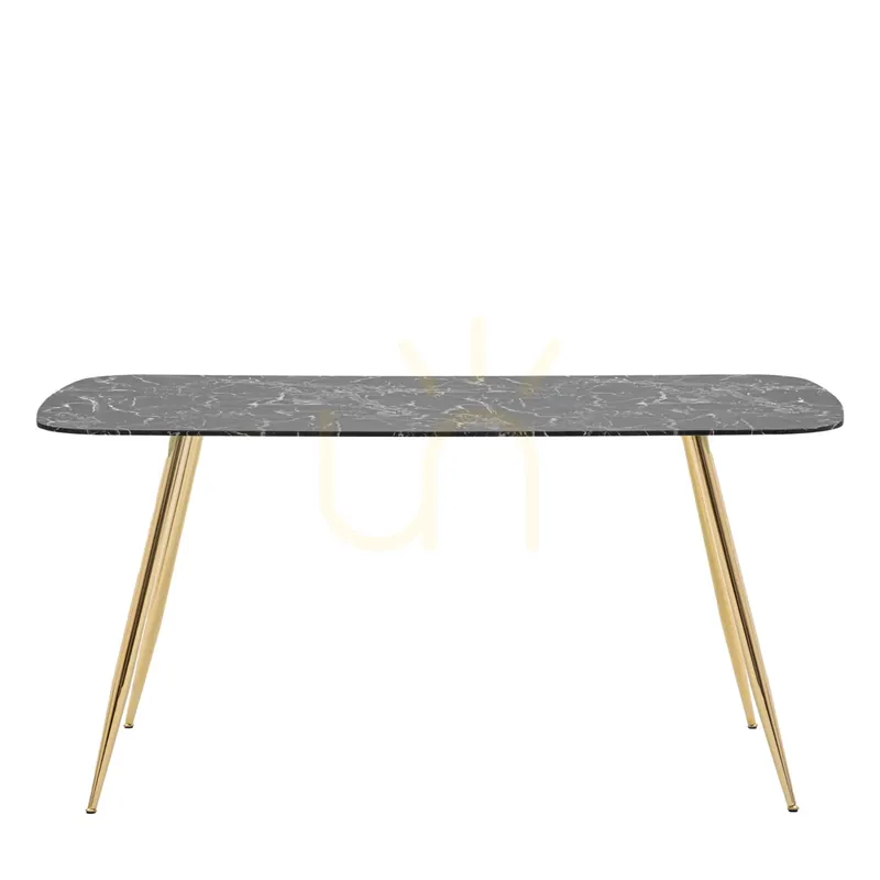 Preț redus Masă dining Gallery Direct Evans negru auriu sticlă/fier 160x90 cm 5059413801174