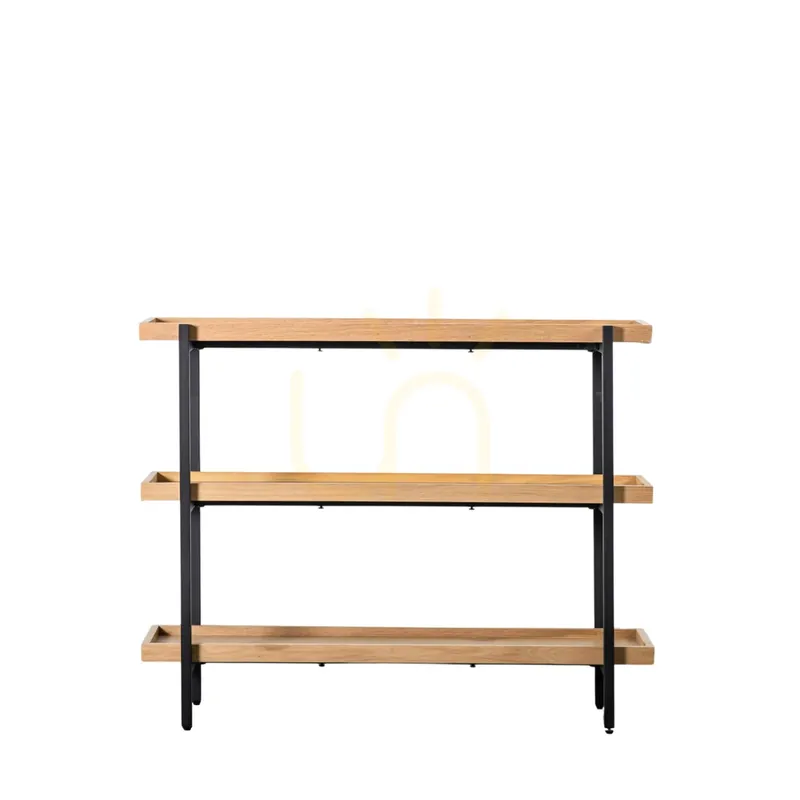 Livrare expres Raft deschis Gallery Direct Torrington negru/natural fier și furnir stejar 100x30x79 cm