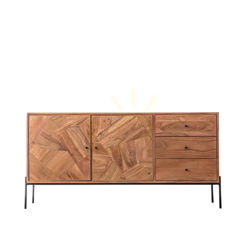Dulap Gallery Direct Oklahoma 2 uși 3 sertare lemn salcâm natural 153x45x75 cm 5059413403163 Preț promoțional