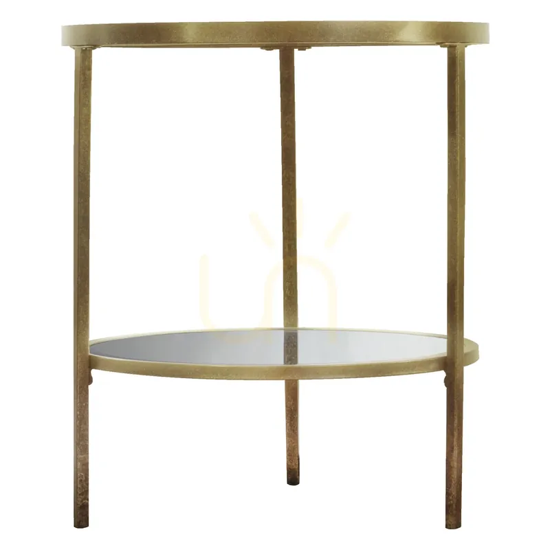 Măsuță laterală rotundă Gallery Direct Hudson Champagne sticlă/fier/MDF 50x60 cm Reducere