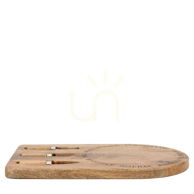 Set placă brânzeturi Gallery Direct Wells lemn de mango cu 2 cuțite și furculiță Ofertă de sezon