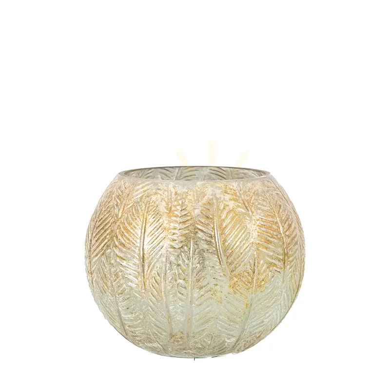 Doar azi Suport lumânare tip tealight Gallery Direct sticlă alb-auriu antichizat 15x15x13 cm
