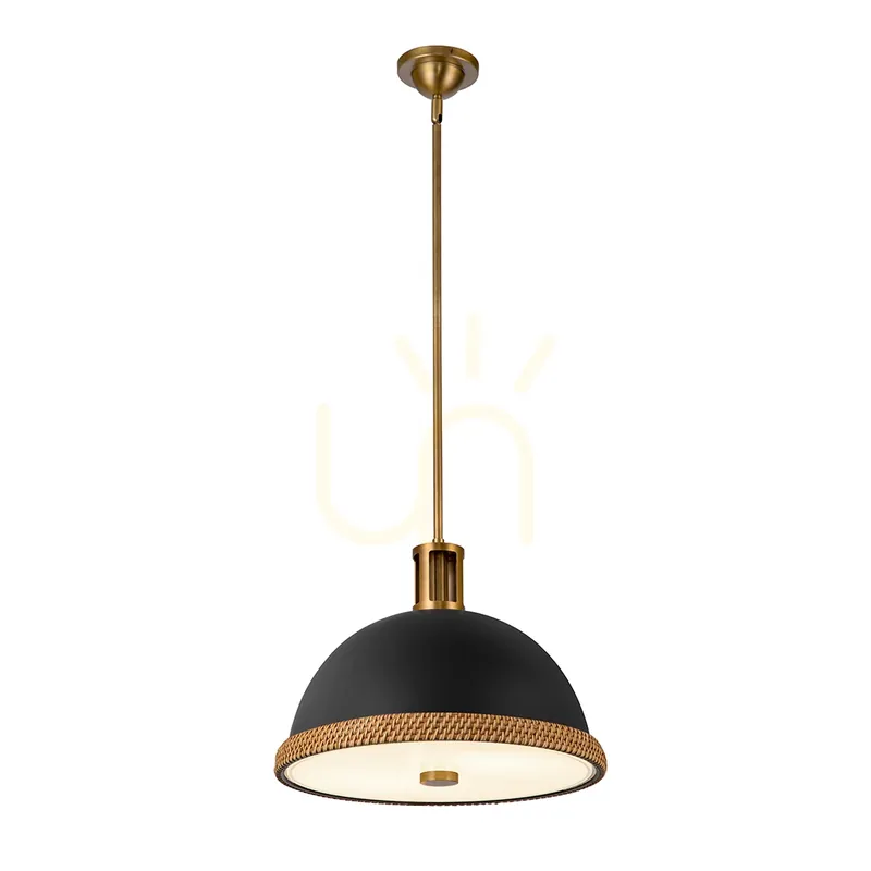 DORAL lampă suspendată - 2 surse de lumină - Negru mat, alamă vintage QUINTIESSE Livrare expres