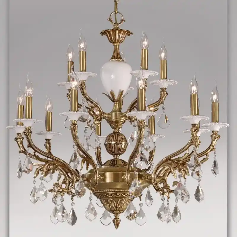 Candelabru LUX 15 brate fabricat manual, cristal Asfour, diam.88cm, ceramica Celia 2708/10+5 Bejorama Preț promoțional