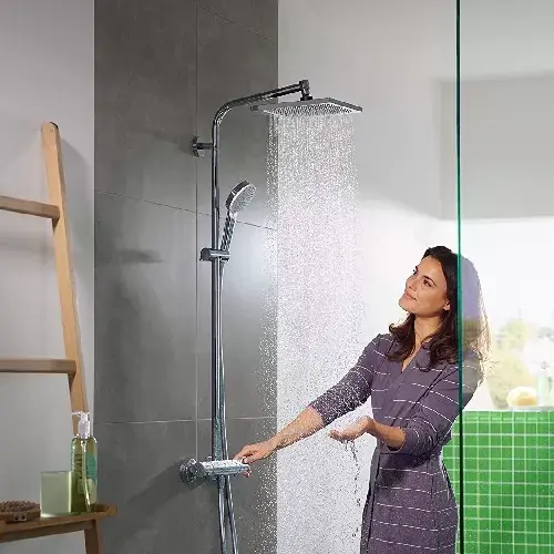 Reducere extra Sistem de dus fix si mobil cu baterie termostatata Hansgrohe seria Crometta E 240 1 Jet 27271000