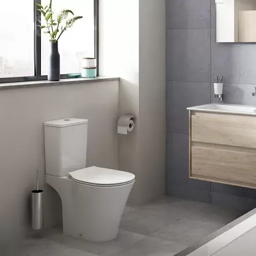 Plată sigură Set vas wc Aquablade cu rezervor Cube alimentare laterala Ideal Standard seria Connect Air E009701+E073301