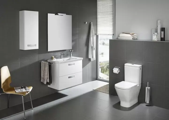 Retur ușor Set vas wc BTW Compact, cu rezervor cu alimentare laterala, Roca The Gap Rimless 34273700H+341731000
