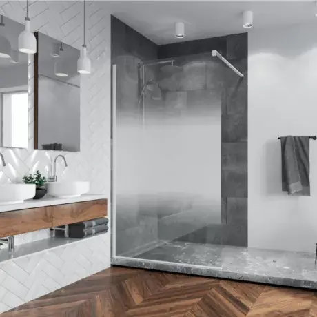 Perete de dus tip Walk-In, cu profil compensator de fixare pe perete, Ronal STR4P Easy Shade White Line Cumpără online