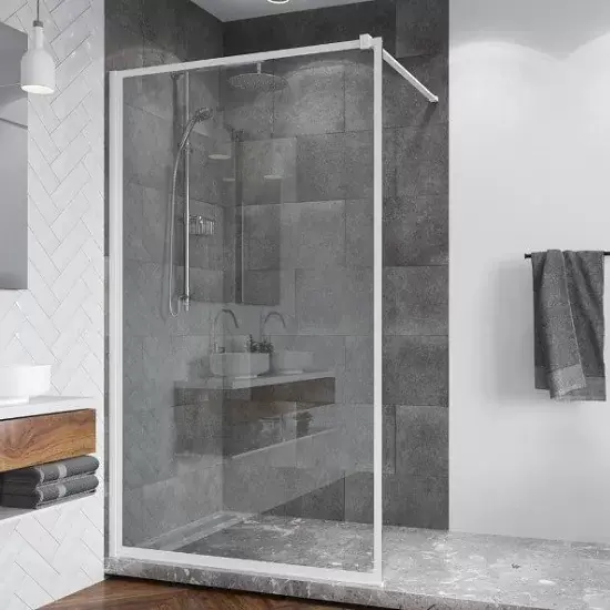 Ultima șansă Perete de dus tip Walk-In, cu profil compensator de fixare pe perete, Ronal STR4P Easy Loft 79 White Line