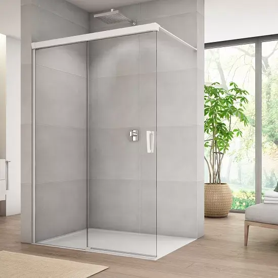 Ofertă specială Perete de dus tip Walk-In, cu parte culisanta si parte fixa, Ronal Cadura CAW2 White Line