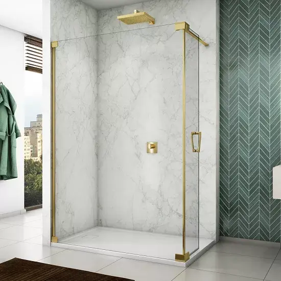 Perete de dus tip Walk-In, cu profil compensator de fixare pe perete si o parte mobila, Ronal Cadura CADUO Gold Line Reduceri