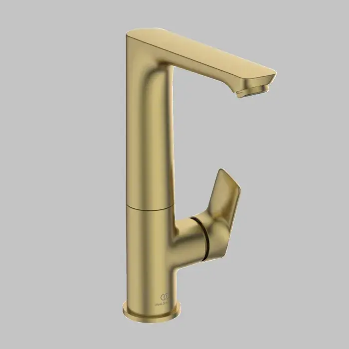 Baterie lavoar monocomnada, cu pipa inalta, subtire, fara ventil, auriu mat (brushed gold PVD), Ideal Standard Connect Air A7023A2 Cel mai bun preț