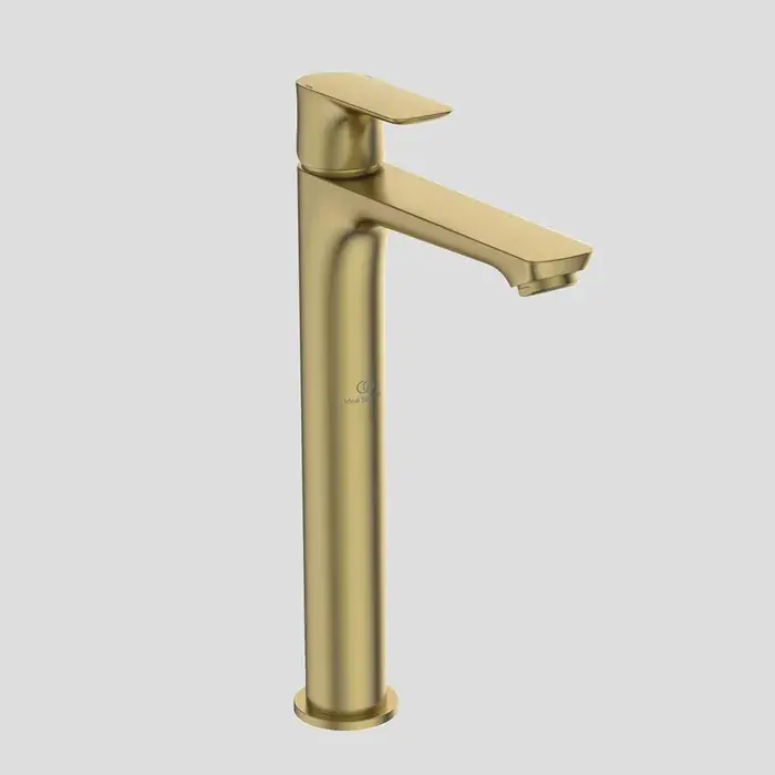 Discount Baterie lavoar monocomnada, tip Vessel, subtire, cu ventil, auriu mat (brushed gold PVD), Ideal Standard Connect Air A7025A2