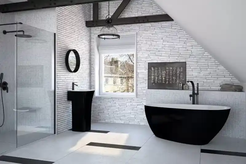 Cada de baie freestanding ovala, 170 cm, Black & White, Besco Goya WMD-170-GBW Cel mai vândut