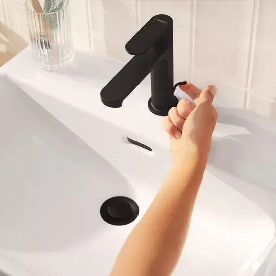 Lichidare de stoc Baterie lavoar monocomanda 110, cu ventil pop-up, negru mat (matt black), Hansgrohe Rebris S 72517670