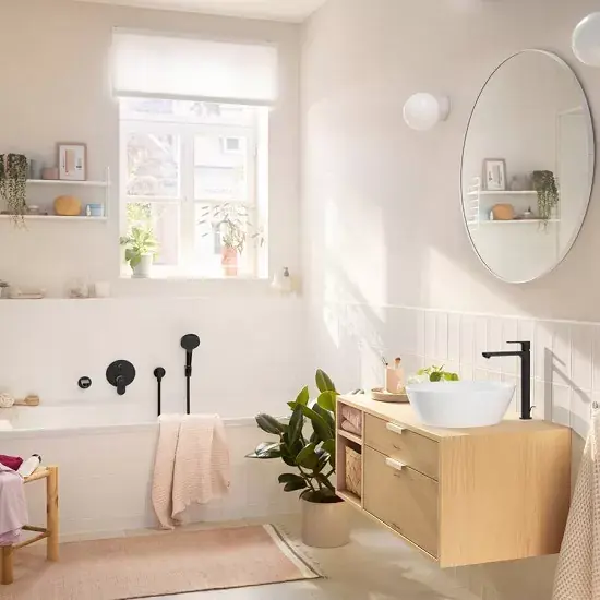 Calitate înaltă Baterie cada dus monocomanda incastrata, cu 2 functii, negru mat (matt black), Hansgrohe Rebris S 72466670