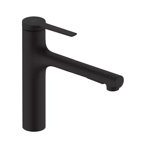 Nu rata Baterie de bucatarie monocomanda 160, cu dus extractibil 2 jet, negru mat (matt black), Hansgrohe Zesis M33 74801670