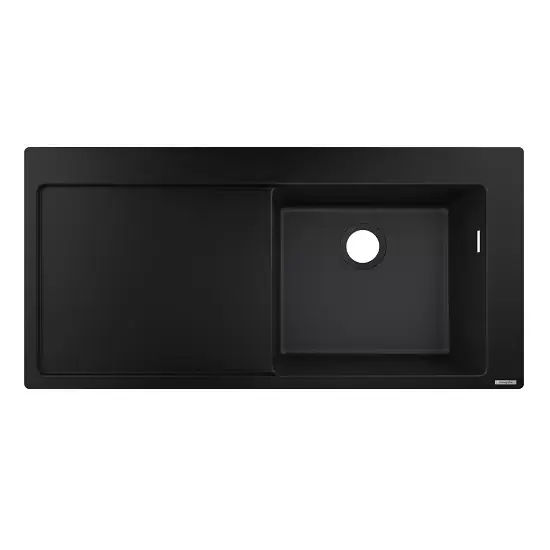 Reducere de preț Chiuveta bucatarie SilicaTec S514-F450, stanga, negru grafit (graphite black), Hansgrohe 43314170