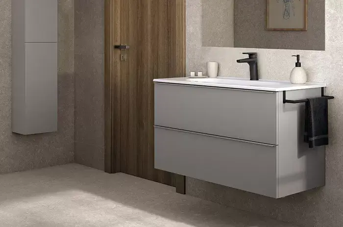Set mobilier de baie suspendat, cu lavoar ceramic, Gala Shona 2C Promoție