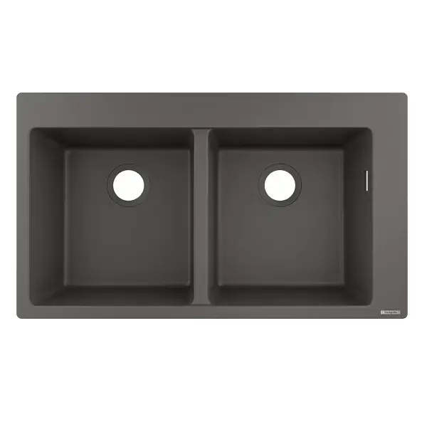 Chiuveta bucatarie SilicaTec S510-F770, doua cuve, gri inchis (stone grey), Hansgrohe 43316290 Reducere specială