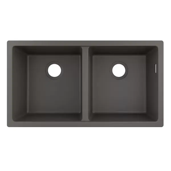Chiuveta bucatarie SilicaTec S510-U635, doua cuve, montaj sub blat, gri inchis (stone grey), Hansgrohe 43434290 Preț redus