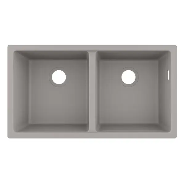 Preț redus Chiuveta bucatarie SilicaTec S510-U635, doua cuve, montaj sub blat, gri deschis (concrete grey), Hansgrohe 43434380