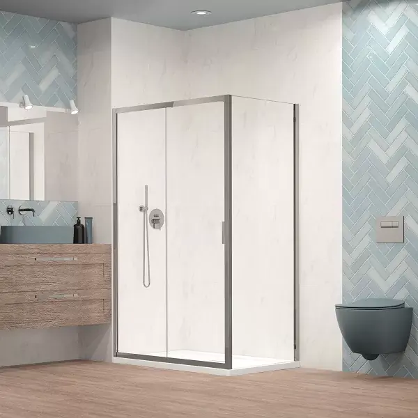 Disponibil imediat Set Cabina de dus rectangulara, cu cadita si sifon, Radaway Alienta DWJ+S