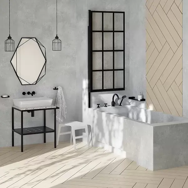 Baterie cada dus cu doua manere, cu montaj pe cada, cu 4 orificii, negru, Deante Temisto BQT_N14D Reducere extra