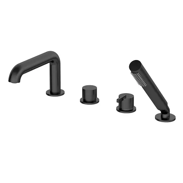 Reduceri Baterie cada dus monocomanda, cu set de dus, montaj pe cada, negru mat, Deante Silia BQS_N14M