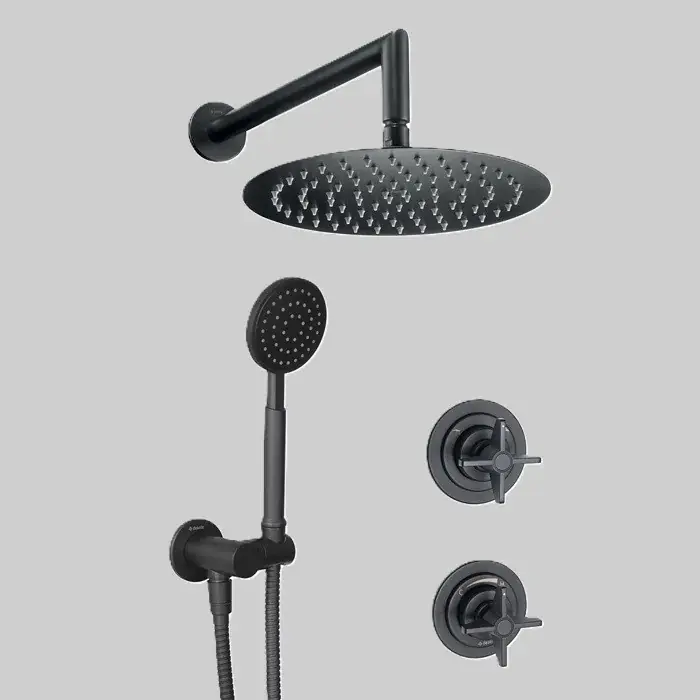 Sistem de dus fix si mobil incastrata, cu baterie de dus cu doua manere, negru, Deante Temisto NAC_N9QT Disponibil imediat