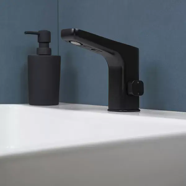 Baterie pentru lavoar, cu senzor, cu reglare a temperaturii, alimentare 230/6V, negru, Deante Hiacynt BQH_N29V Ofertă