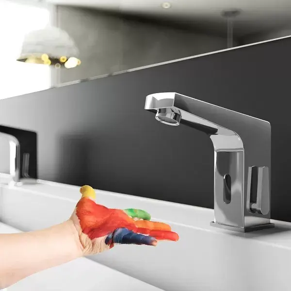 Retur ușor Baterie pentru lavoar, cu senzor, cu reglare a temperaturii, cu acumulatori, crom, Deante Sensor BCH_029R