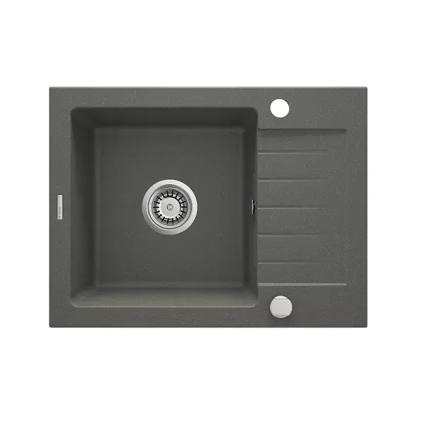 Chiuveta bucatarie granit 58x44 cm, cu o cuva si picurator scurt, antracit metalic, Deante Zorba ZQZ_T11A Noutate