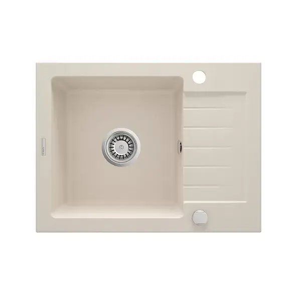 Chiuveta bucatarie granit 58x44 cm, cu o cuva si picurator scurt, beige, Deante Zorba ZQZ_511A Ieftin