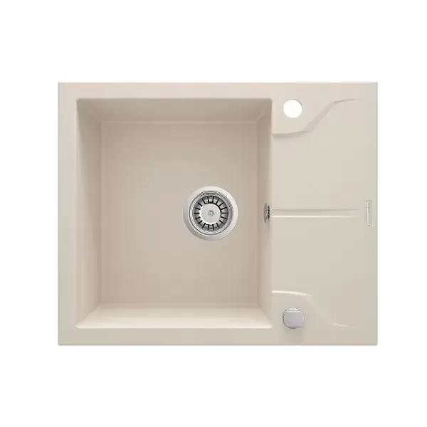 Discount Chiuveta bucatarie granit 59x49 cm, cu o cuva si picurator scurt, beige mat, Deante Andante ZQN_511A