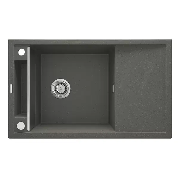 Chiuveta bucatarie granit 82x50 cm, cu o cuva si picurator, antracit metalic, Deante Magnetic ZRM_T113 Ultima șansă