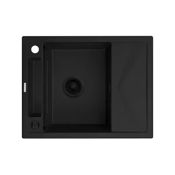 Lichidare de stoc Chiuveta bucatarie granit 64x50 cm, cu o cuva si picurator mic, negru mat, Deante Magnetic ZRM_N11A