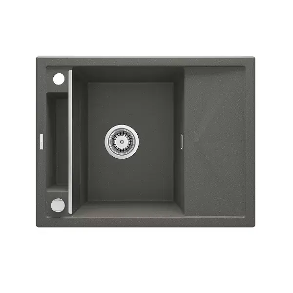 Chiuveta bucatarie granit 64x50 cm, cu o cuva si picurator mic, antracit metalic, Deante Magnetic ZRM_T11A Reducere