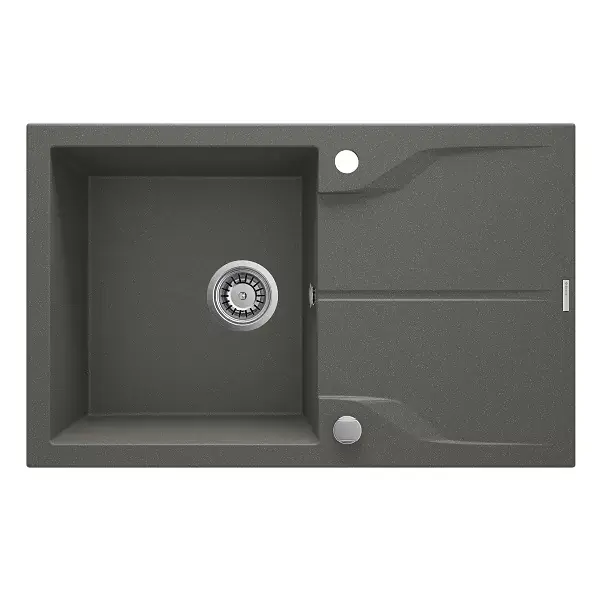 Chiuveta bucatarie granit 78x49 cm, cu o cuva si picurator, antracit metalic, Deante Andante Flush ZQN_T11F Cumpără online